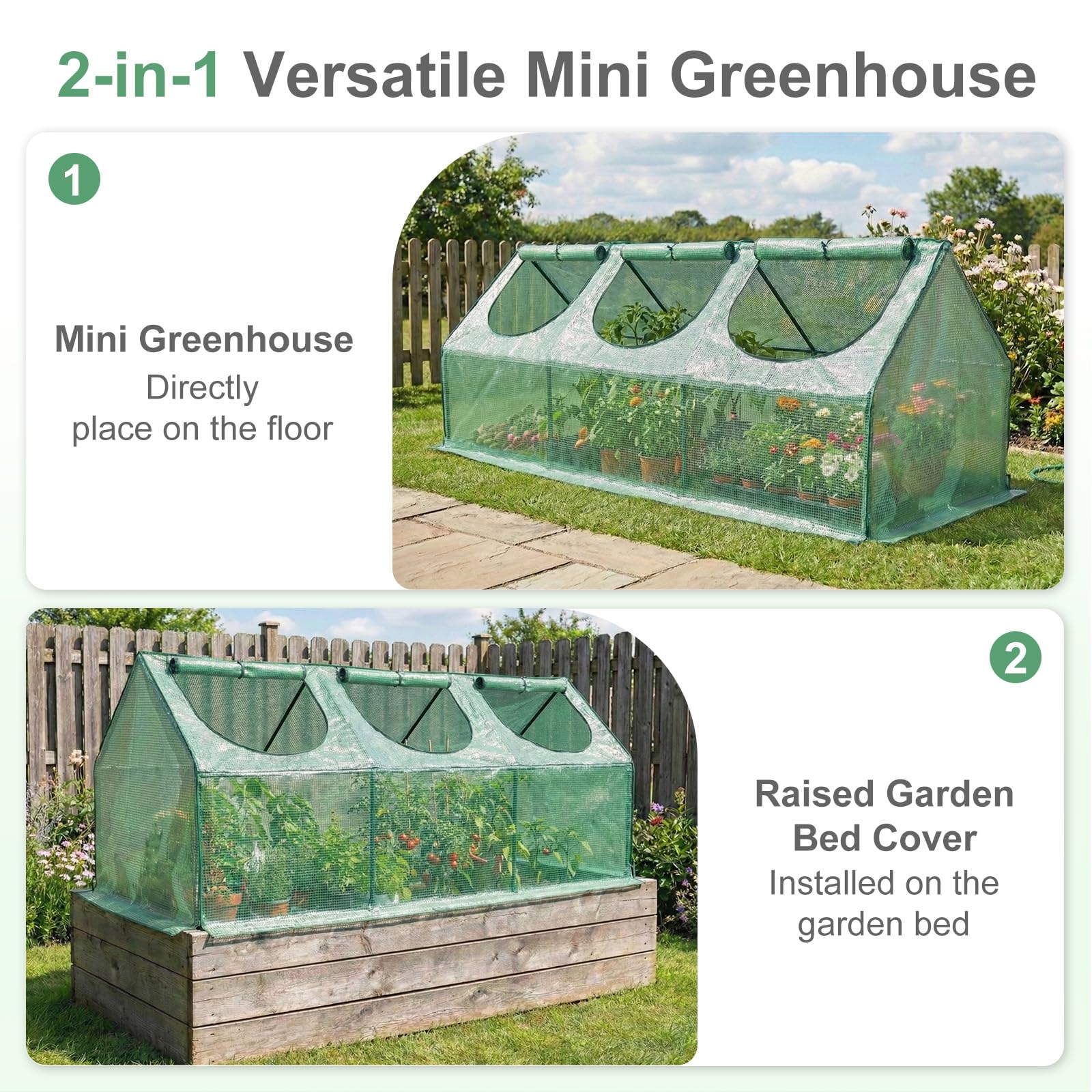 Amazon.com : Aoodor 9 x 3 x 3 ft Mini Greenhouse with 3 Zipper